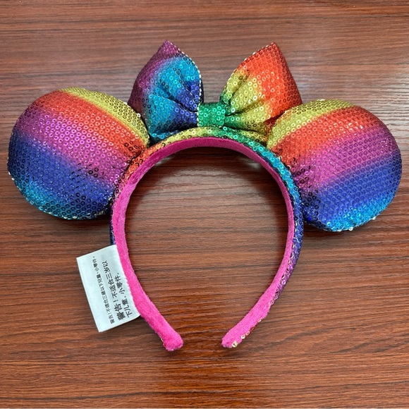 DISNEY PARKS RAINBOW SEQUIN MINNIE MOUSE MICKEY EARS - Picture 6 of 10
